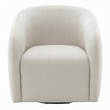 Pemberly Row Swivel Accent Chair Rounded Back in Warm Beige Linen