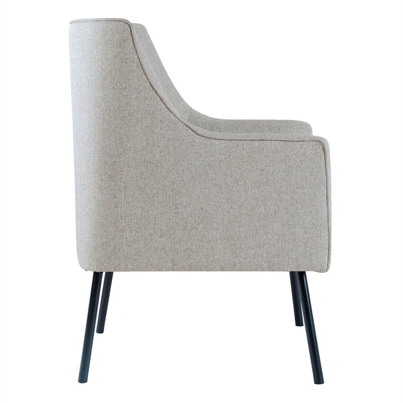 Pemberly Row Accent Chair in Light Gray Polyester with Matte Black Metal Legs