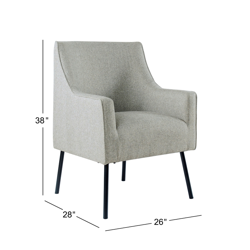 Pemberly Row Accent Chair in Light Gray Polyester with Matte Black Metal Legs