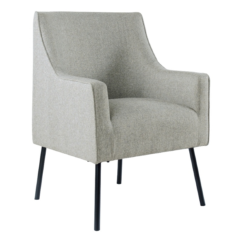 Pemberly Row Accent Chair in Light Gray Polyester with Matte Black Metal Legs