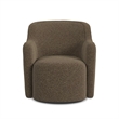 Pemberly Row Swivel Accent Club Chair in Dark Brown Boucle Curved Backrest