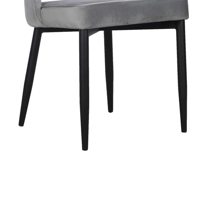 Pemberly Row Set of 2 Dining Chair Gray Fabric Cut Out Backrest Black Legs