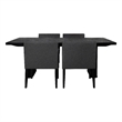 Pemberly Row 5pc Dining Table and 4 Chairs Set Black Tambour Charcoal Gray