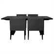 Pemberly Row 5pc Dining Table and 4 Chairs Set Black Tambour Charcoal Gray