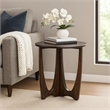 Pemberly Row 22 Inch Chairside Table Round Top Cutout Base in Dark Brown
