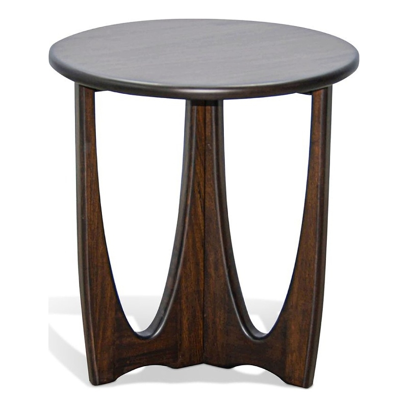 Pemberly Row 22 Inch Chairside Table Round Top Cutout Base in Dark Brown