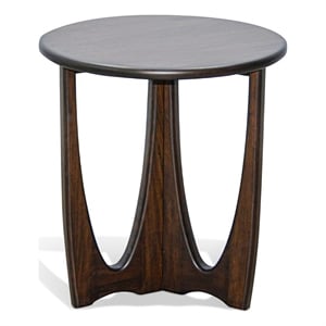 Pemberly Row 22 Inch Chairside Table Round Top Cutout Base in Dark Brown