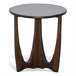 Pemberly Row 22 Inch Chairside Table Round Top Cutout Base in Dark Brown