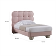 Pemberly Row Twin Size Bed Pink Leather Upholstered Tufted Headboard Wood