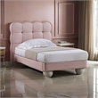 Pemberly Row Full Size Bed Pink Leather Upholstered Tufted Headboard Wood