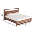Pemberly Row Queen Size Bed Plank Style Tall Headboard in Walnut Brown