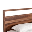 Pemberly Row Queen Size Bed Plank Style Tall Headboard in Walnut Brown
