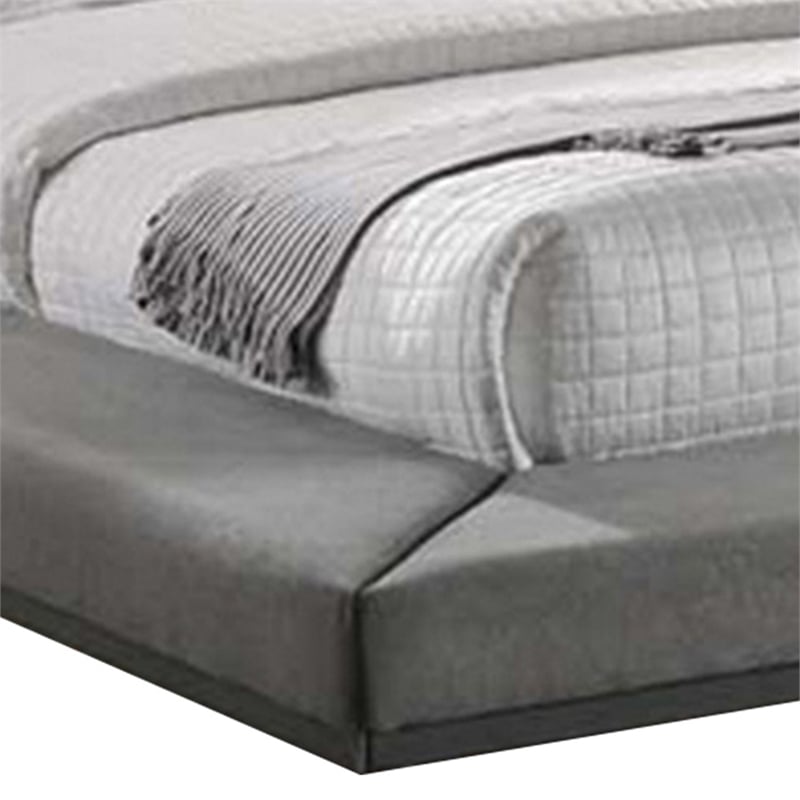 Pemberly Row California King Size Bed Side Shelves Gray Low Profile Frame
