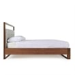 Pemberly Row Queen Size Bed Gray Tufted Panel Headboard Cutout Gray Brown