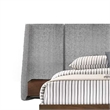 Pemberly Row King Size Bed Gray Upholstered Wide Wall Headboard Walnut Brown