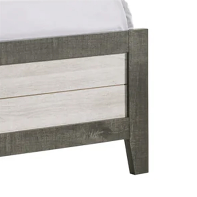 Pemberly Row Low Profile Queen Panel Bed with Built-In Lights Ash Gray Wood