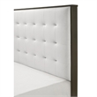 Pemberly Row Queen Size Bed Tufted Cream White Headboard in Dark Brown Wood