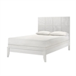 Pemberly Row Queen Size Bed Grid Pattern Headboard Tapered Legs in White