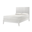 Pemberly Row Twin Size Bed Grid Pattern Headboard Tapered Legs in White
