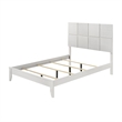 Pemberly Row Twin Size Bed Grid Pattern Headboard Tapered Legs in White