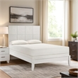 Pemberly Row Twin Size Bed Grid Pattern Headboard Tapered Legs in White