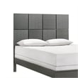 Pemberly Row Full Size Bed Patterned Headboard Tapered Legs in Metallic Gray