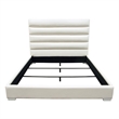 Pemberly Row Queen Size Bed Channel Tufted White Faux Leather Upholstery