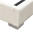 Pemberly Row Queen Size Bed Channel Tufted White Faux Leather Upholstery