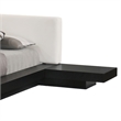Pemberly Row King Platform Bed White Faux Leather Upholstery Black Nightstands