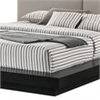 Pemberly Row King Platform Bed Gray Faux Leather Upholstery Black Nightstands