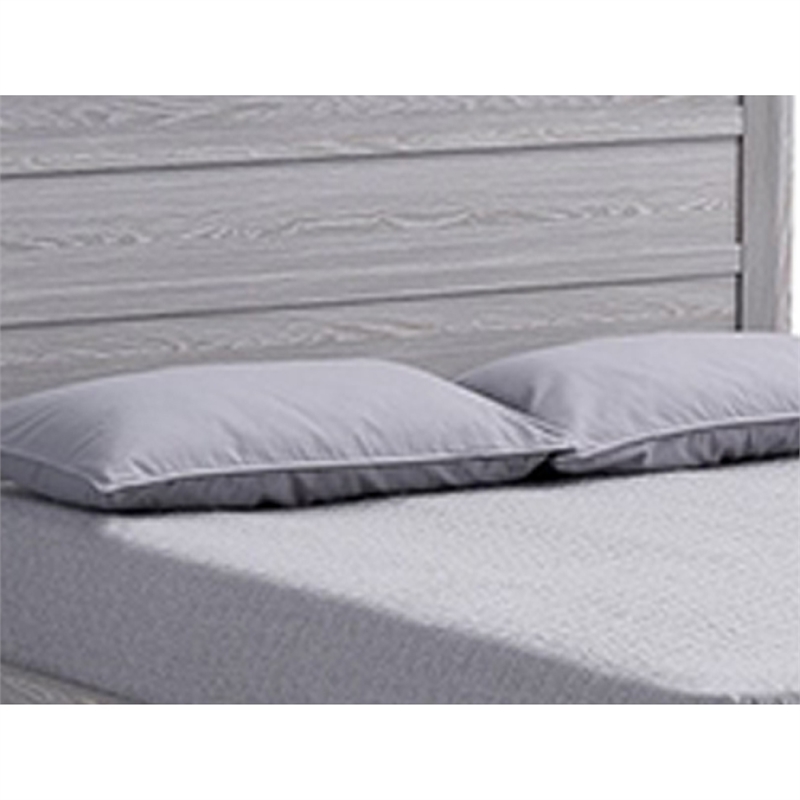 Pemberly Row Twin Bed Channel Tufted Upholstered Headboard Driftwood Gray