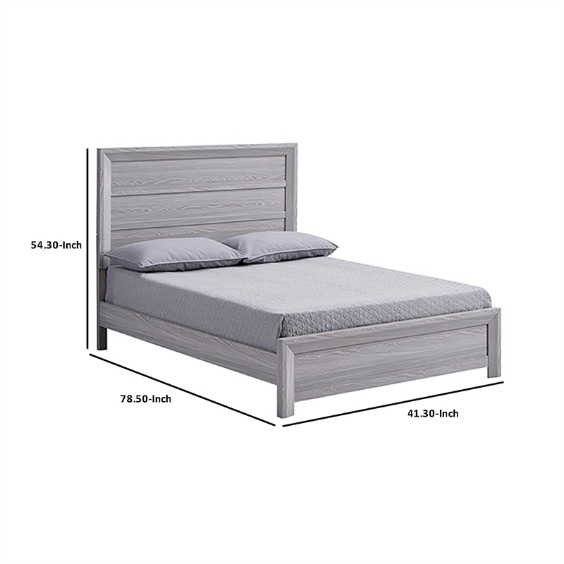 Pemberly Row Twin Bed Channel Tufted Upholstered Headboard Driftwood Gray