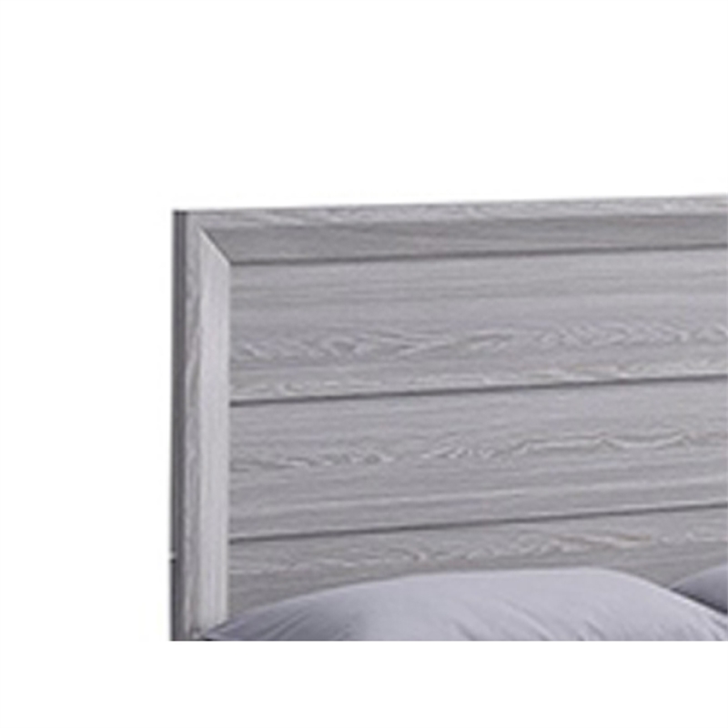 Pemberly Row Twin Bed Channel Tufted Upholstered Headboard Driftwood Gray