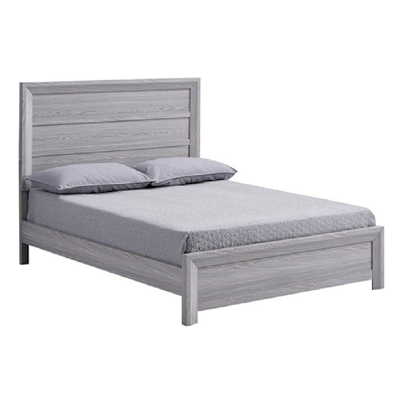 Pemberly Row Twin Bed Channel Tufted Upholstered Headboard Driftwood Gray