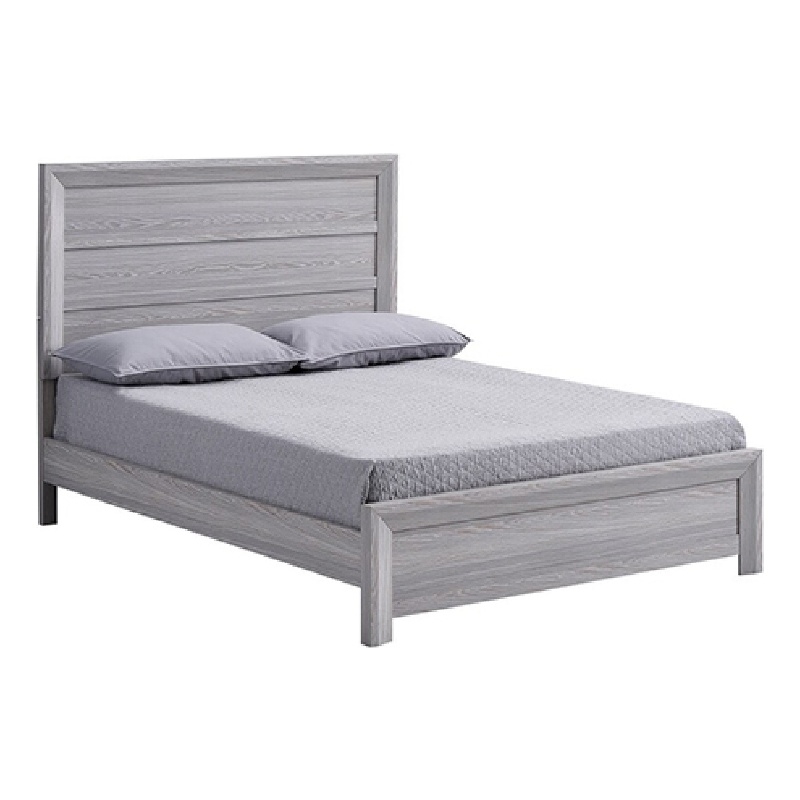 Pemberly Row Twin Bed Channel Tufted Upholstered Headboard Driftwood Gray