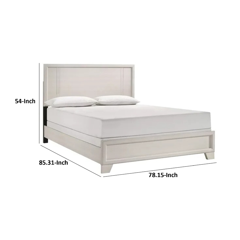 Pemberly Row King Bed with Panel-Style Headboard Tapered Legs White Lacquer