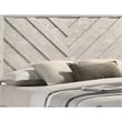Pemberly Row Twin Size Bed Chevron Patterned Headboard in Beige Wood Finish