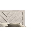 Pemberly Row Twin Size Bed Chevron Patterned Headboard in Beige Wood Finish