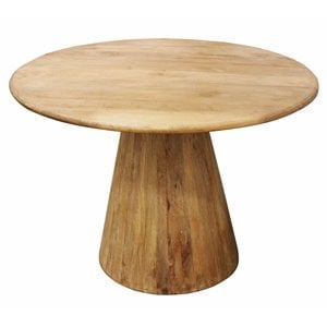 Pemberly Row 42&quot Round Farmhouse Solid Wood Dining Table in Natural