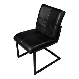 Pemberly Row 22&quot Ebony Metal and Leather Side Chair in Black