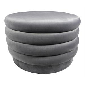 Pemberly Row Contemporary 31&quot Round Velvet Tufted Ottoman in Storm Gray