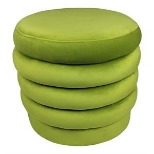 Pemberly Row 21&quot Round Velvet Ottoman on Birch Wood Frame in Fern Green