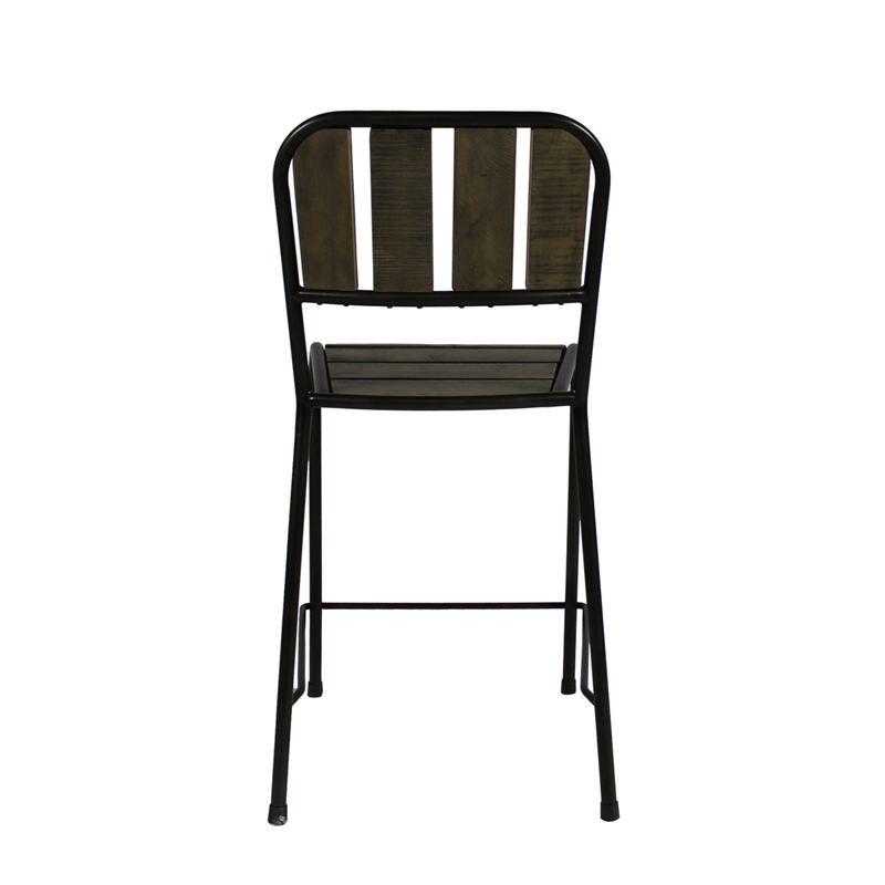 Pemberly Row Reclaimed Solid Wood Counter Chair in Brown with Black Frame