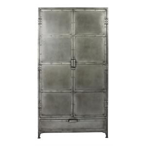 Pemberly Row 36&quot 2-Door and 1-Drawer Mid-Century Metal Armoire in Gray