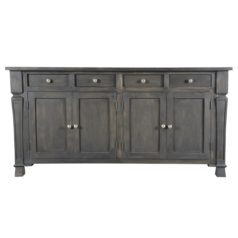 Pemberly Row 4-Door 4-Drawer Solid Wood Sideboard in Farmhouse Gray