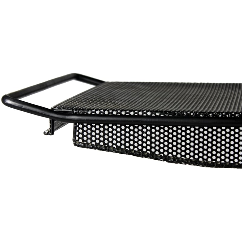 Pemberly Row Contemporary Perforated-Top Metal Bar Cart Trolley in Black