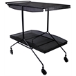 Pemberly Row Contemporary Perforated-Top Metal Bar Cart Trolley in Black