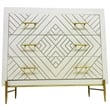 Pemberly Row 3-Drawer Solid Wood Chest in Ivory on Brass-Finished Iron Base