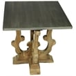Pemberly Row Solid Wood End Table in Natural with Zinc Top and Carved Legs