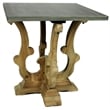 Pemberly Row Solid Wood End Table in Natural with Zinc Top and Carved Legs